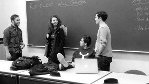 The Gansa campaign (minus Horvath '17) convenes in a Frist classroom earlier this year.